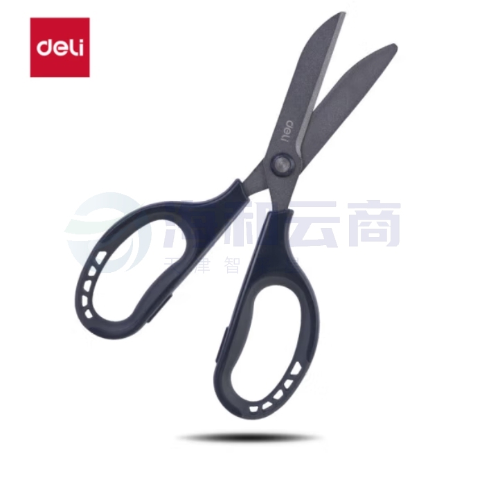 得力(deli)特氟龙防粘防锈办公居家剪刀 刀型剪片省力剪子 灰色77753