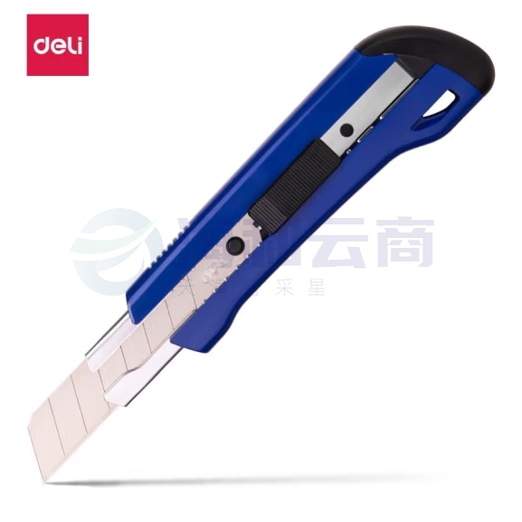 得力 大号美工刀18mm 附折刀器 壁纸刀 2042蓝色