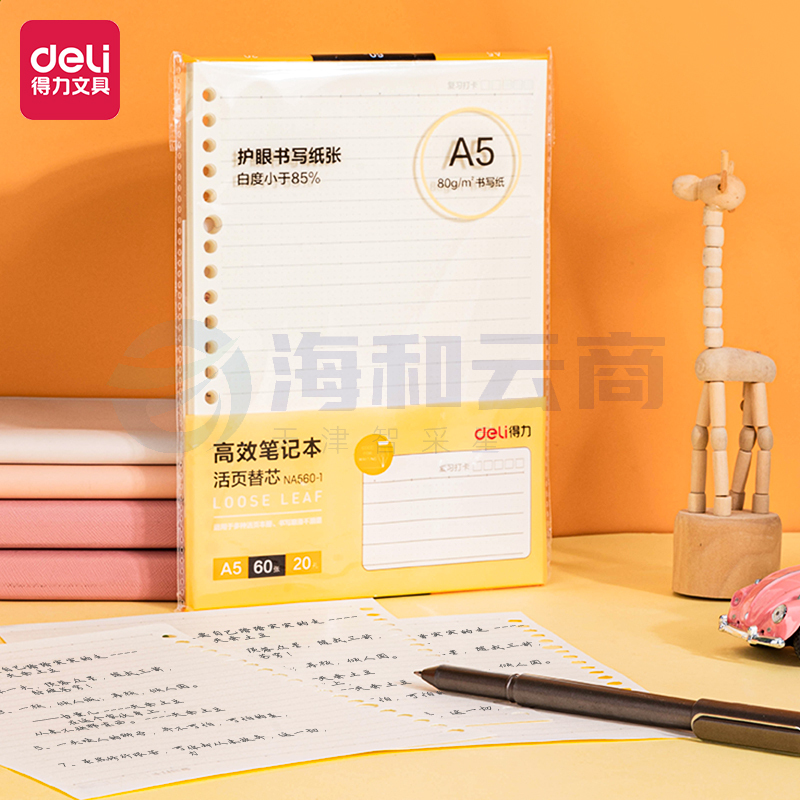 得力 A5活页本替芯60页 20孔(高效笔记)NA560-1
