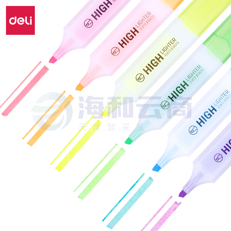 得力(deli)6色荧光笔 醒目标记笔 办公记号笔手帐可用 S628