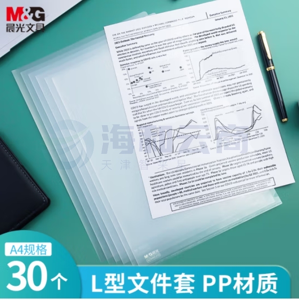晨光(M&G)A4透明文件夹单片两页式文件袋 L型文件夹 单片夹30个装ADM94515