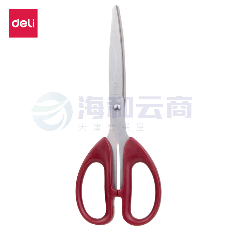 得力 210mm 剪刀办公剪刀 不锈钢剪刀  红色 6010