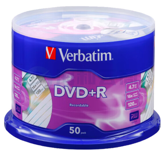 威宝 DVD+R 光盘/刻录盘 16速4.7GB 雾银素面 桶装50片/97174