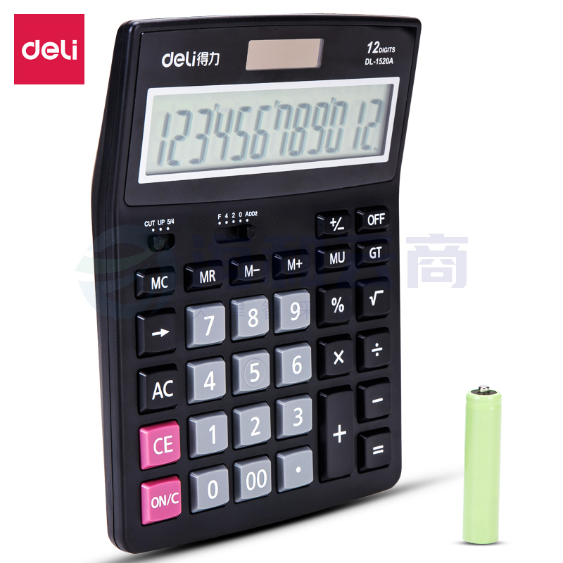 得力计算器 双电源财务计算器12位大屏桌面计算机1520A