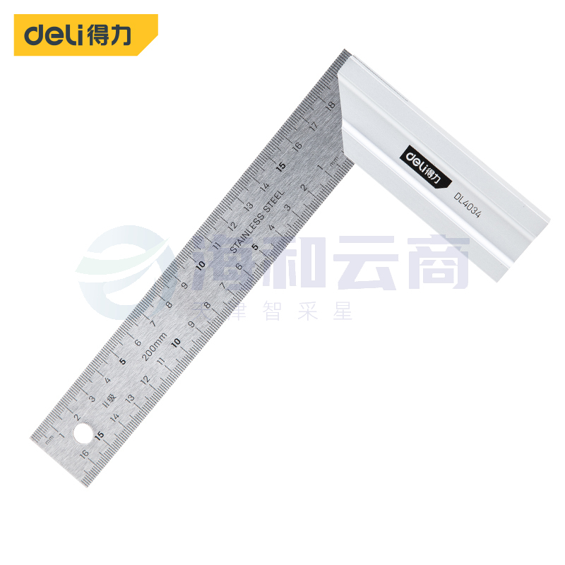 得力DL4034 钢角尺直角尺双刻度角尺90度尺拐尺L型木工尺宽座方直尺200mm