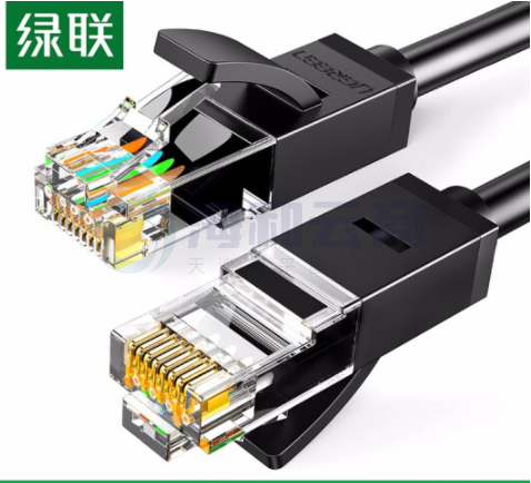 绿联 六类网线 CAT6类千兆八芯双绞非屏蔽跳线8芯 电脑宽带家用工程装修成品监控网络连接线 黑色5米