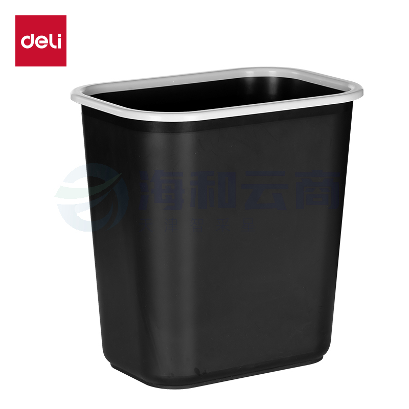 得力(deli)得心285mm(11.5L)黑色压圈方形纸篓 办公居家垃圾桶PG307