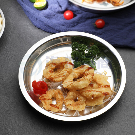 不锈钢盘子 小菜盘家用餐盘蒸盘汤盆