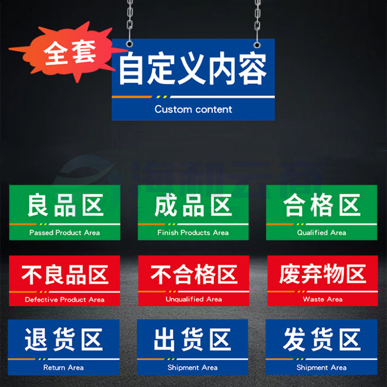仓库房办公区域标识牌门牌定制分区指示物料分类标示制作挂牌食品厂区成品不良品区亚克力定做8*4cm