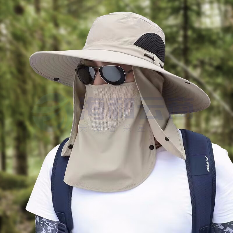 夏季钓鱼帽子 户外防晒遮阳面罩 渔夫帽防紫外线护颈太阳帽