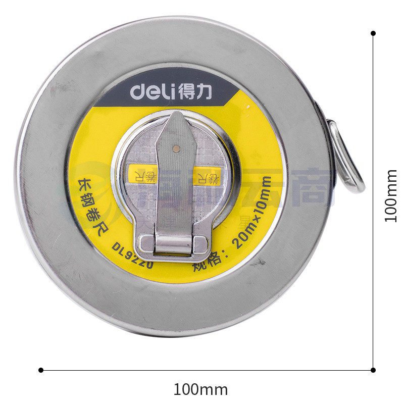 得力(deli)20米盘式钢卷尺长钢卷尺大量程工程测量尺20mx10mm DL9220
