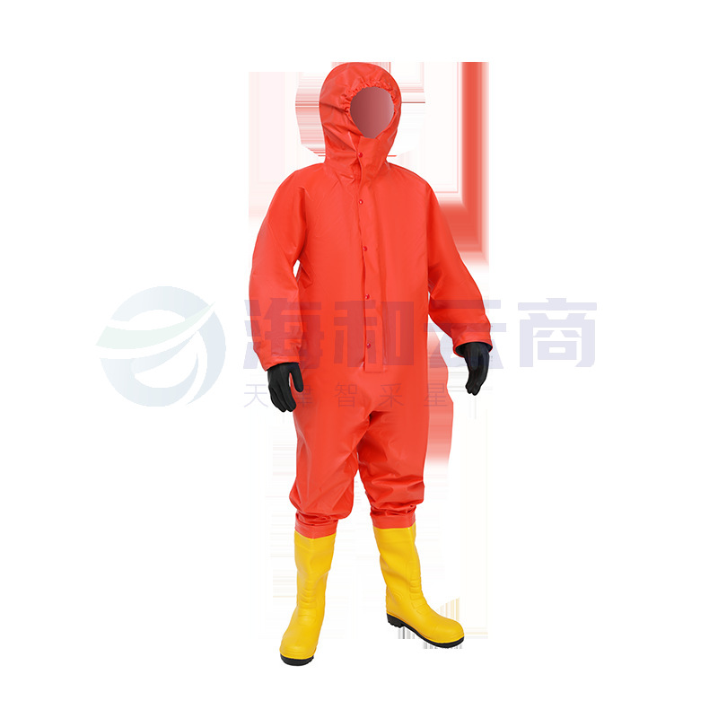 君御C3103半封闭防化服阻燃PVC耐酸碱服化学品防护服带防化靴