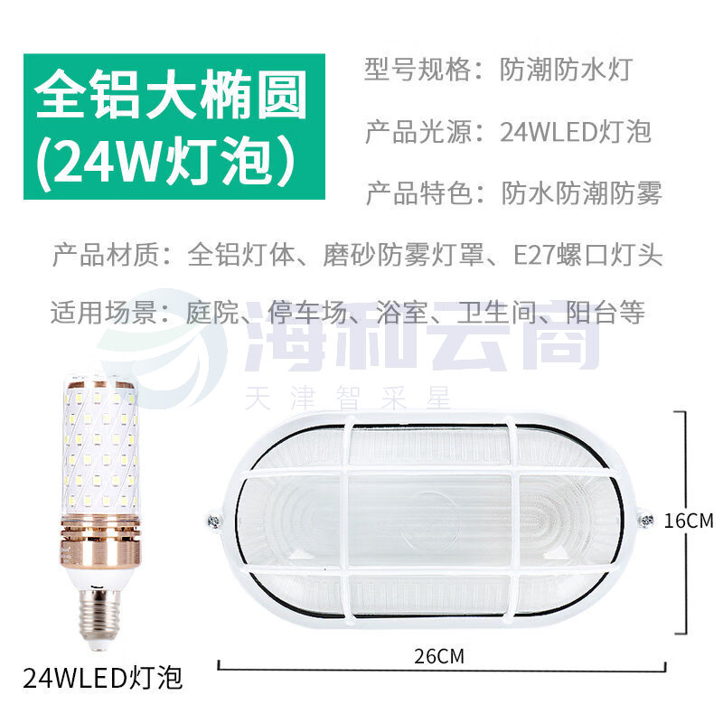 防潮灯 LED防爆灯 防水防爆灯 全铝大椭圆+24w led灯泡