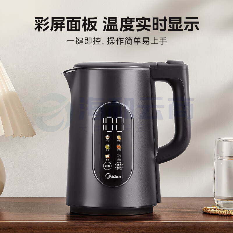 美的  1.7L大容量电热水壶烧水壶 触控恒温开水壶SHE1750