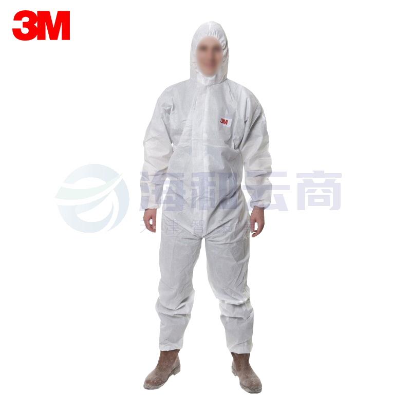 3M 透气带帽连体防护服 工作服 工装服 工作服套装 4515 白色防护服