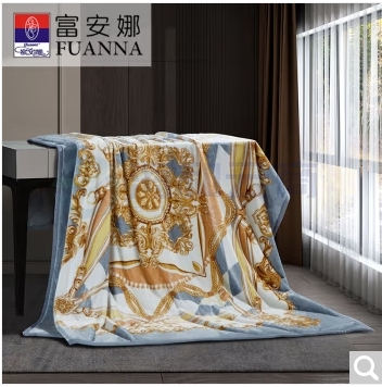 富安娜(FUANNA)家居毛毯单层舒柔毯/苏麦尔180*200cm舒柔毯-爱美尔