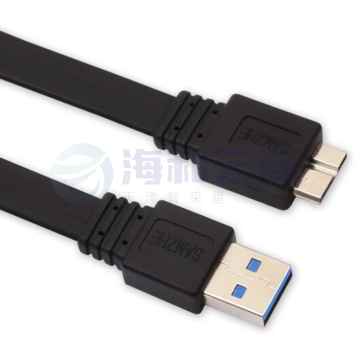 山泽(SAMZHE) 高速USB3.0移动硬盘数据线 AM/Micro B 手机数据充电连接线 扁平黑色0.6米 AP-406 (