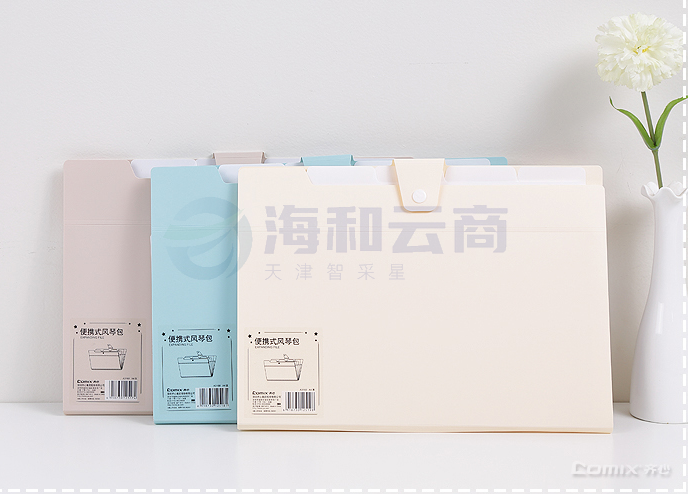 齐心 A3169 A4 便携式风琴包8袋(颜色随机)
