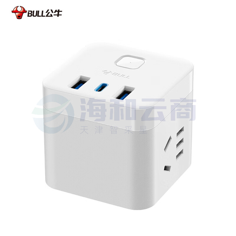 公牛(BULL)20W PD苹果快充魔方插座/插线板/插排/接线板 Type-c口+USB口+3插孔 无线 白色 GNV-UU2203W