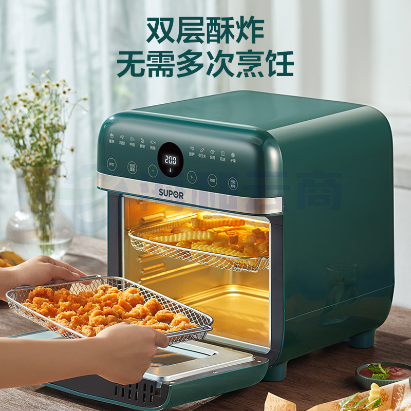 苏泊尔(SUPOR)空气炸烤箱12L大容量家用无油双层蒸烤炸 10大菜单 多功能台式小型烤箱空气炸锅