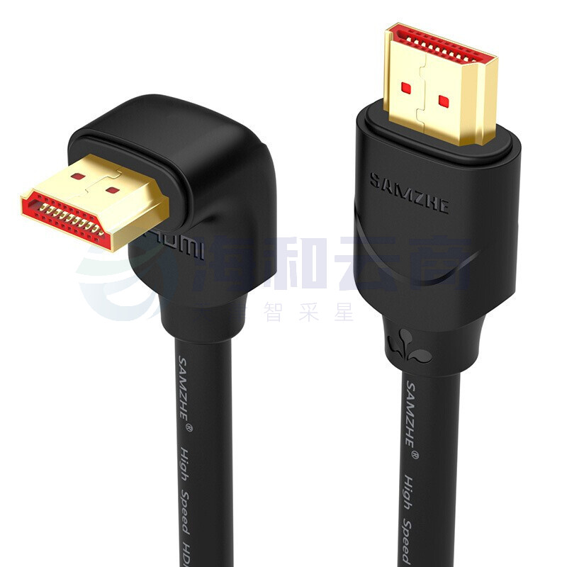 山泽SAMZHE15CX12 HDMI线2.0版90度弯头4K3D数字高清线接口大边朝下数据线1.5米 黑色 (