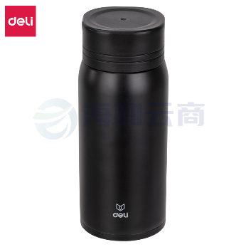 得力17653保温杯(黑色)不锈钢便携保温杯