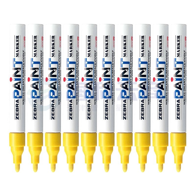 斑马牌(ZEBRA)油漆笔 油性记号笔 大号物流笔签名笔/马克笔 PAINT-MOP 黄色 10支装
