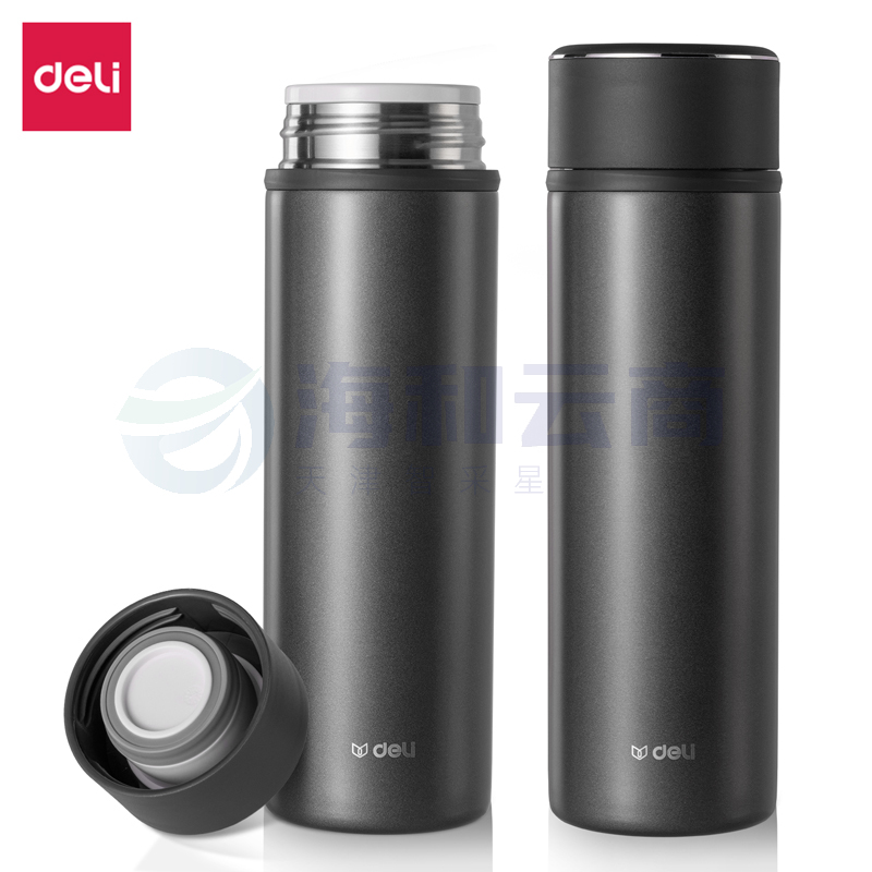 得力LL601-BGY商务保温杯(500ml)(灰)(个)