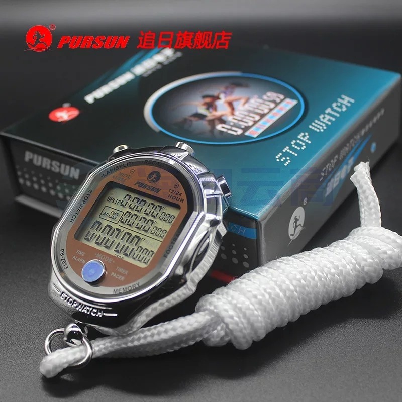 追日秒表计时器多功能电子秒表千分秒金属表足球秒表三排显示PS-2013