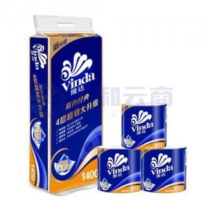 维达 Vinda V4069-A 卫生卷筒纸 纸巾 蓝色经典 4层140克*10卷/提