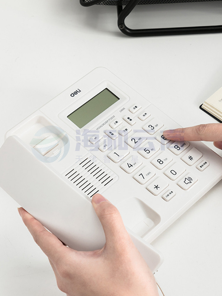 得力13606有线坐式固定电话座机家用办公单机来电显示前台电话机